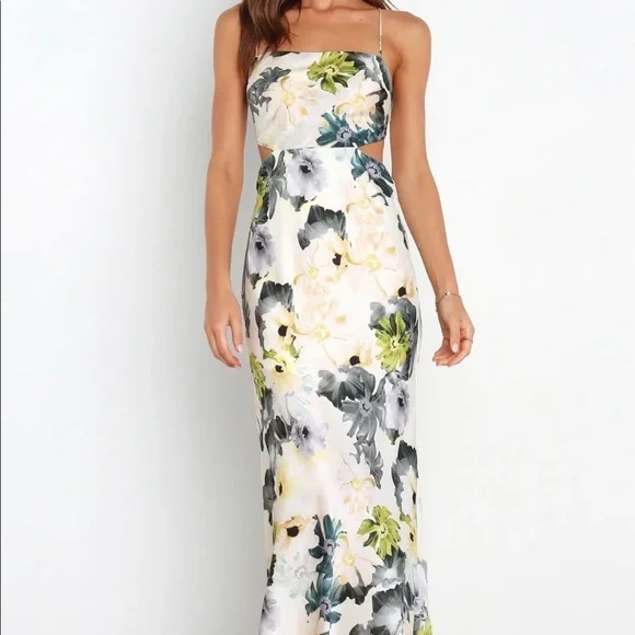 Petal & Pup White Floral Maxi Dress with Green Accents - Picture 1 of 11